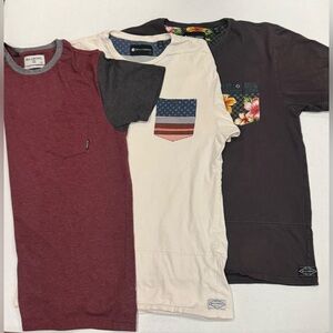Billabong Patterned Floral Striped Pocket T-Shirt and Zenith Crew Lot Medium